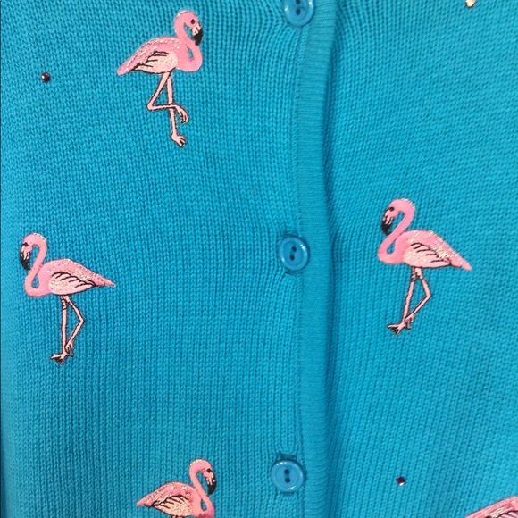 Size Small NEW pink flamingo sweater cardigan - Picture 2 of 5